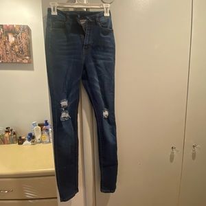 Fashion nova dark wash distressed jean